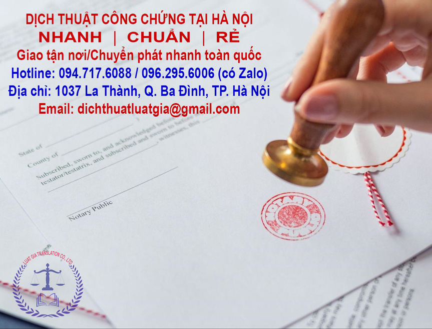 dịch thuật công chứng tại hà nội